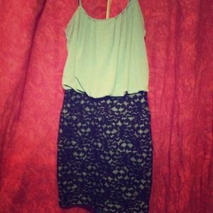 Teal and lace dress