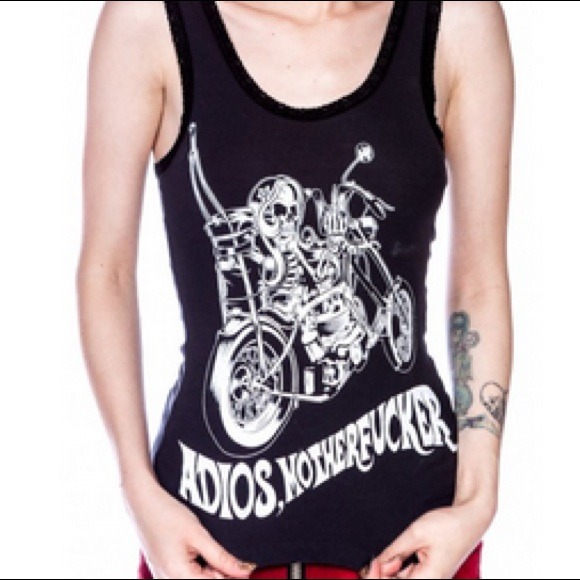 Adios, Motherfucker tank with lace