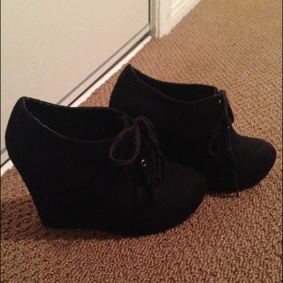black suede lace up booties
