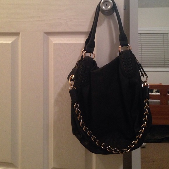 black purse with gold