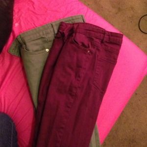 Burgandy and military green jeans !