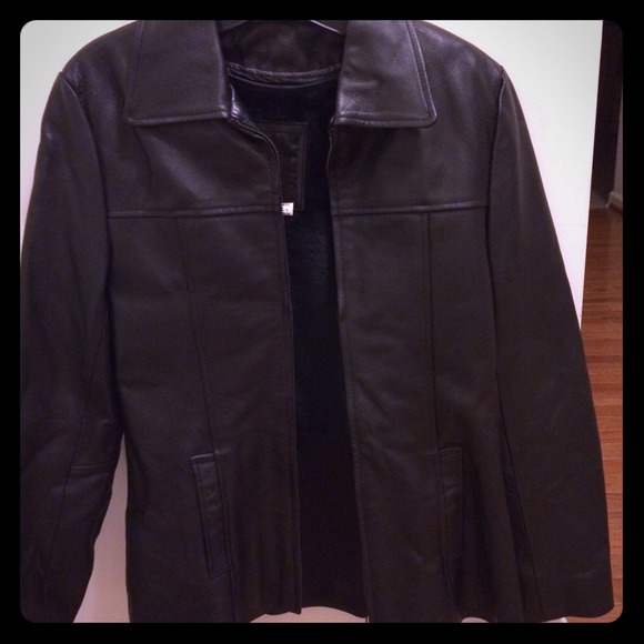 Women's black leather jacket