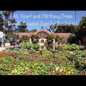 Old Navy Dress and AE Scarf for Scoburn7