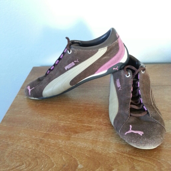 Cute pink and brown Puma shoes