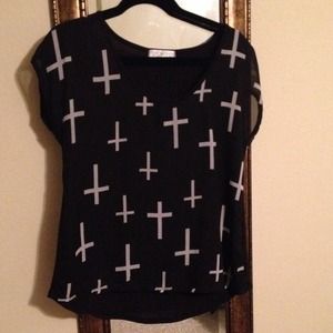 Sheer cross front blouse.