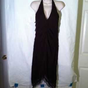 BCBG Dark brown layered fabric halter dress
