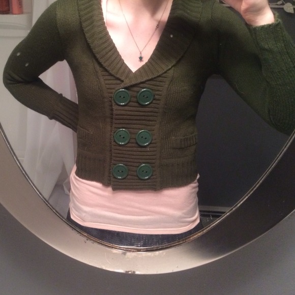 Green Double Button Sweater