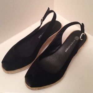 Black suede slingback espadrilles