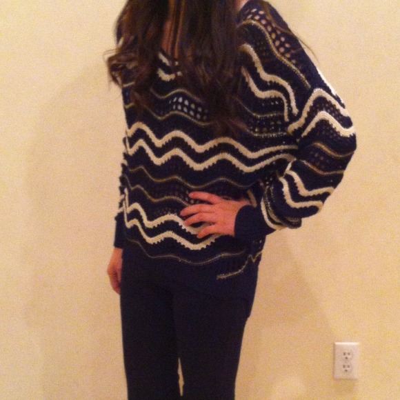 NAVY blue gold stripe Sweater