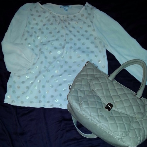 ❌SOLD IN BUNDLE❌ pink w/ sparkly polka dot blouse