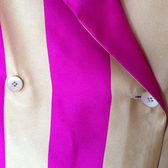 Missoni gold & fuchsia silk satin shirt Sz Small. - Picture 3 of 8