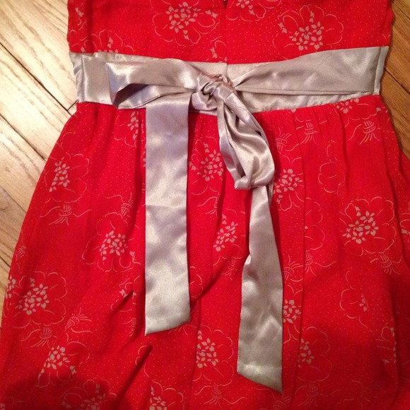 Strapless coral and gold dress - Picture 3 of 4