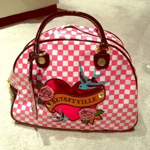 Pink checkered Betsey Johnson "Betseyville" Purse