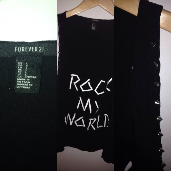 "Rock my world" spiked cutoff tank