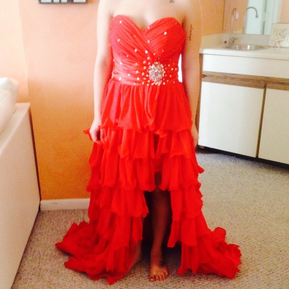 Red formal gown with bodice