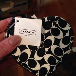 Coach coin purse black and white