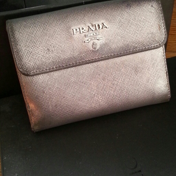 Authentic Prada silver women's wallet