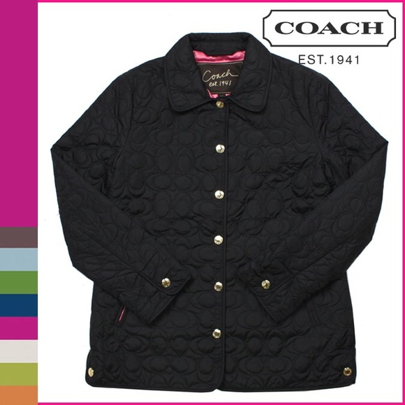Coach NEW quilted signature hacking jacket black