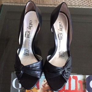 Cathy Jean black leather heels