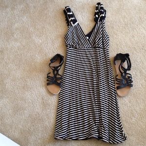 Striped tan and black dress