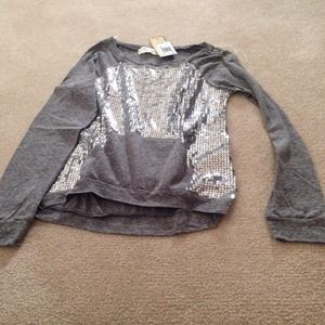 Brand new Bloomingdales gray sequin shirt