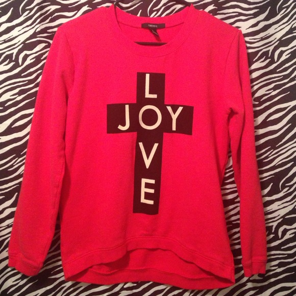 Joy/Love cross red sweat shirt