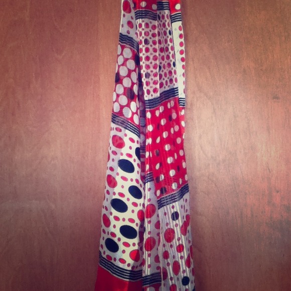 Red/black/white silk scarf