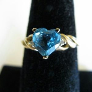 Birthstone Ring - Blue Topaz & Diamond 10kt. Gold