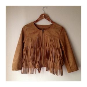 🚫Sold Vintage camel fringe jacket