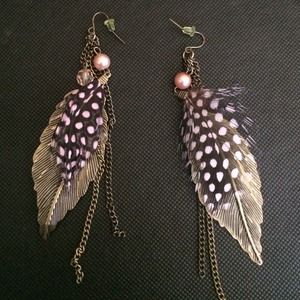 Pink feather Earrings