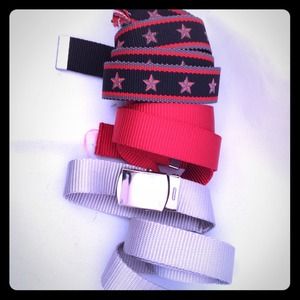 Black, red & silver belt set