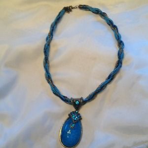 Blue pewter necklace