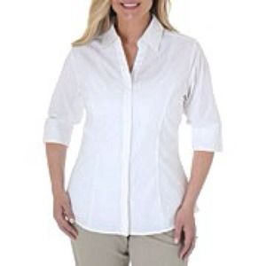 White Oxford 3/4 sleeve button up shirt