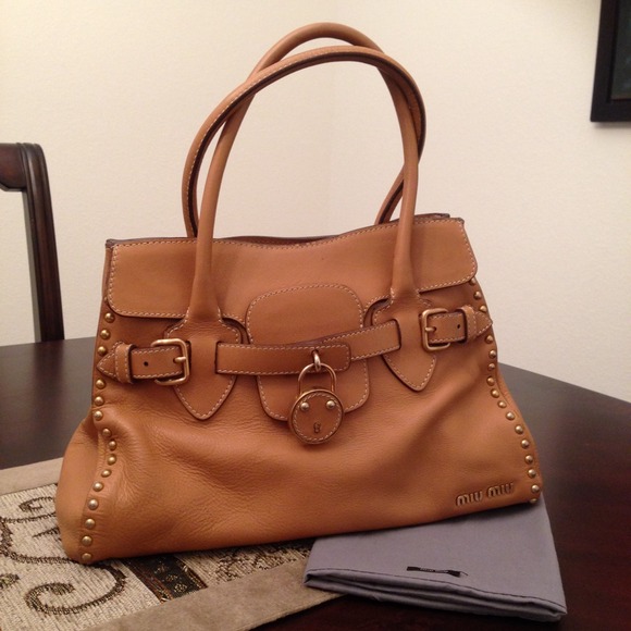 **SOLD**Miu Miu Tan and gold handbag