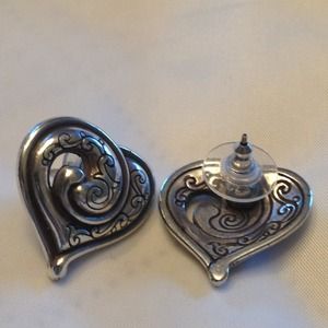 Heart shaped silver earrings