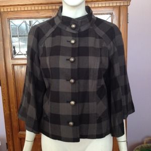 Black & grey poncho-style coat