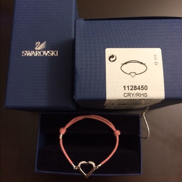 SOLD - Swarovski Heart Cord Charm Bracelet - Picture 1 of 2
