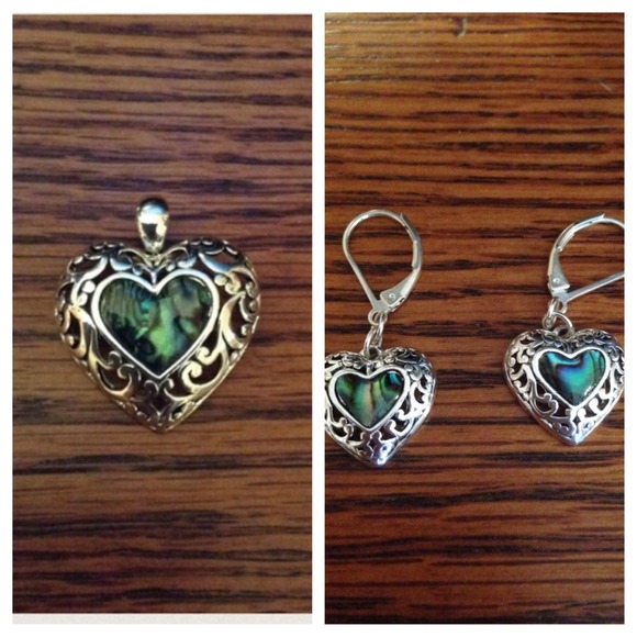 Heart pendant and earring set