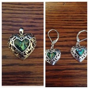 Heart pendant and earring set