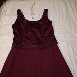 Floor length chiffon and satin formal dress