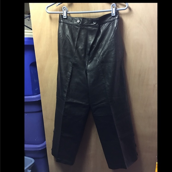 Blk leather cropped pants - Picture 4 of 4