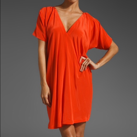 Vince Dresses & Skirts - Vince Coral V Neck Silk Dress