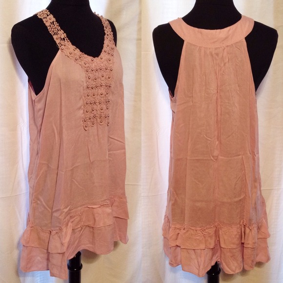 ❌BUNDLED❌New Rose pink beaded tunic tank - Picture 3 of 3