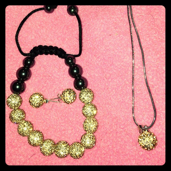 Peach Swarovski Crystal bracelet+necklace+earrings
