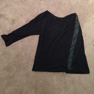 Black, half sleeved shirt with lace design