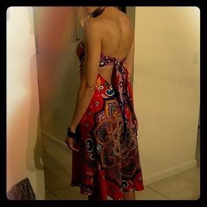 Sexy, colorful, strapless dress by Nicole Miller