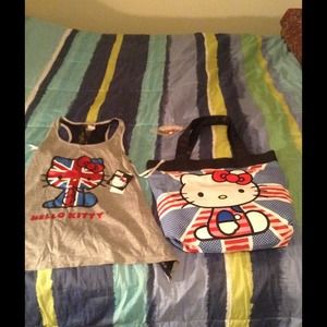 NWT Hello kitty London Tote bag and M tank top