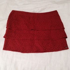 Flower design burnt orange ruffle skirt