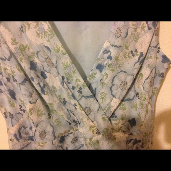 PRETTY Ann Taylor Loft Dress- Blue Floral Print - Picture 2 of 3
