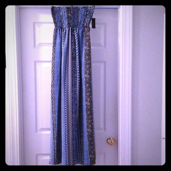 Blue printed maxi dress